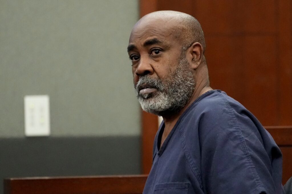 TOPSHOT - Duane "Keefe D" Davis, 60, appears in a Las Vegas court on October 19, 2023 for his arraignment on murder charges in the death of rapper Tupac Shakur. Shakur, 25, died on September 7, 1996, six days after being shot while in a car near the Las Vegas Strip